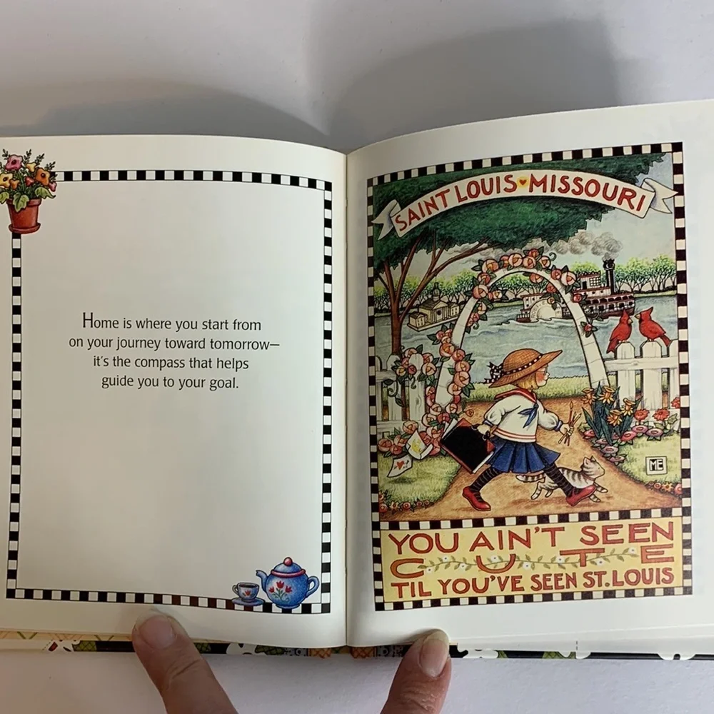 MARY ENGELBREIT “(HOME IS WHERE THE HEART IS”) CHAIR, BOOK, AND NOTE CARDS